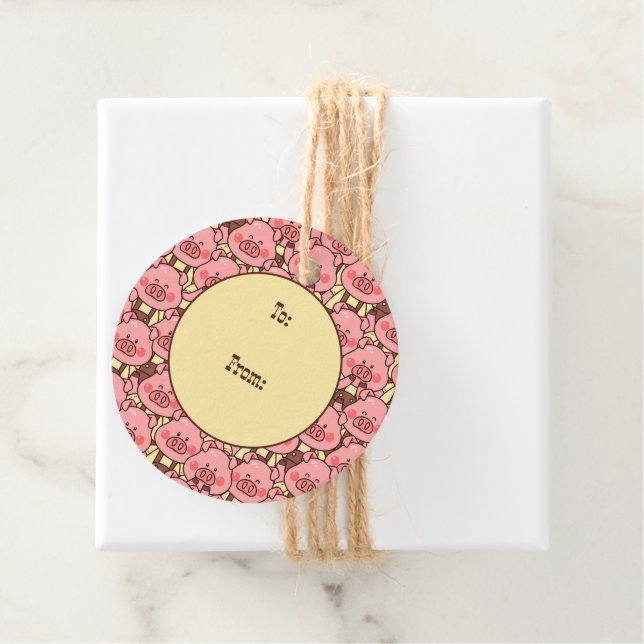 Funny Pig in Overalls Favour Tags (In Situ)