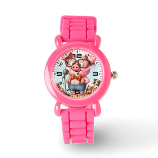 Funny Pig Kids Pink Watch