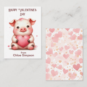 Funny Pig Kid's Valentine Classroom Party Card