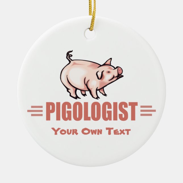 Funny Pig Lover Ceramic Tree Decoration (Front)