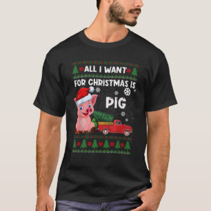 Funny Pig lovers Cute Pig Santa Hat Ugly Christmas T-Shirt