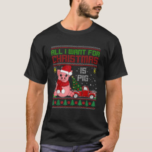 Funny Pig lovers Cute Pig Santa Hat Ugly Christmas T-Shirt