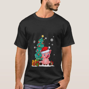 Funny Pig Lovers Cute Pig Santa hat Ugly Christmas T-Shirt