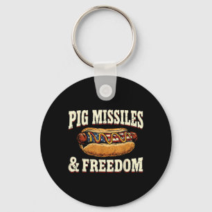 Funny Pig Missiles And Freedom 4th Of July Key Ring