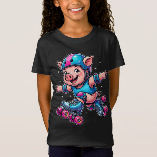 Funny Pig on Roller Skates Cute Skater Animal T-Shirt