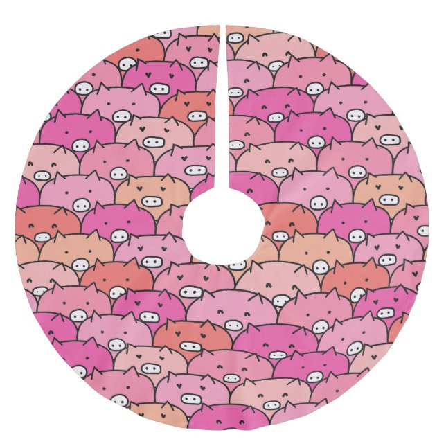  Funny Pig Pattern Brushed Polyester Tree Skirt (Front)