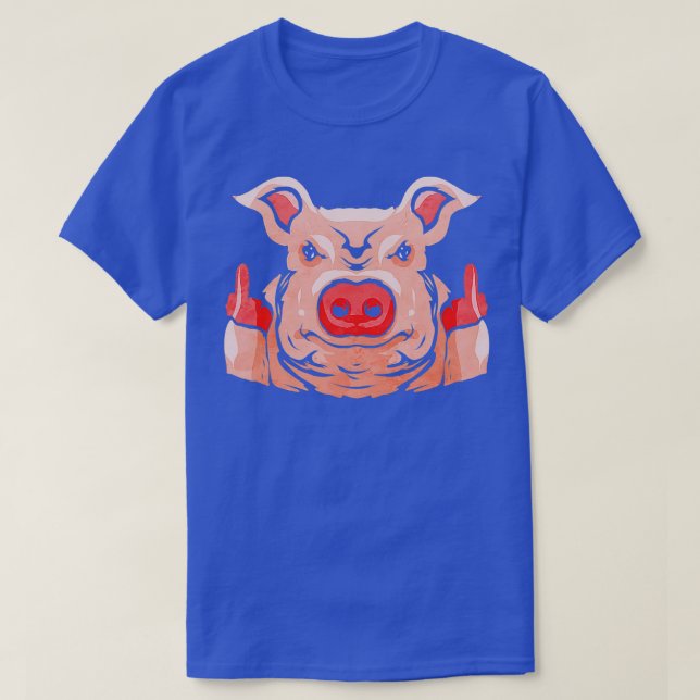 Funny Pig Pig Farm Hog Cowboy Pigeon T-Shirt (Design Front)