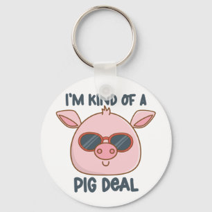 Funny Pig Pun Key Ring