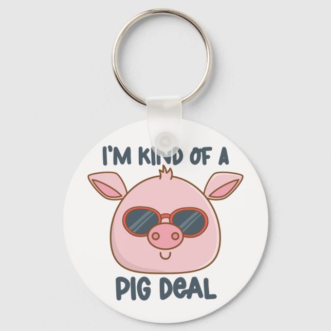 Funny Pig Pun Key Ring (Front)