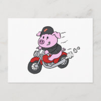 Funny pig riding motorcycle | choose back colour