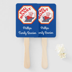 Funny Pig Roast Family Reunion Hand Fan