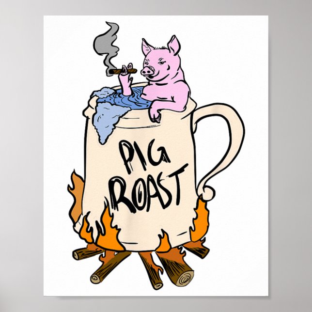 Funny Pig Roast In A Beer Stein Gift  Poster (Front)