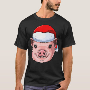 Funny Pig Santa Hat Piggy Christmas Gift For T-Shirt