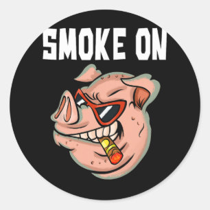 Funny Pig Shirt For Men Smoking Meat Pork Lover Pu Classic Round Sticker