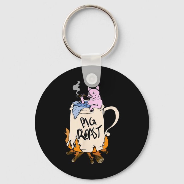 Funny Pig Spit Roast Bbq Party Grill Master Gift  Key Ring (Front)