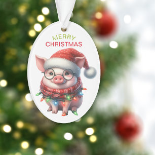 Funny Pig String Lights Kids Christmas Ornament