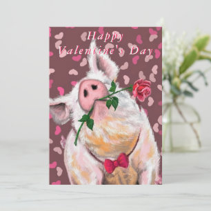 Funny Pig Valentine's Day Card Gentleman Piggy