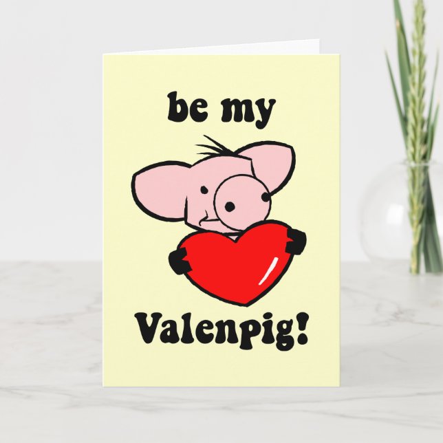 Funny pig Valentine's Day Holiday Card (Front)