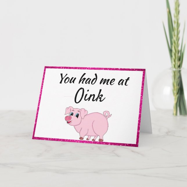 Funny Pig Valentine's Day Holiday Card (Front)