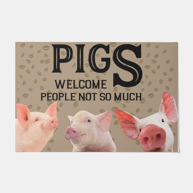 Funny Pig Welcome People Not So Much Rug (Front)