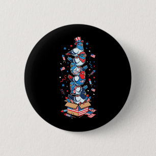 Funny Pigeon Aamerican Usa Flag Memorial Day 4th 6 Cm Round Badge