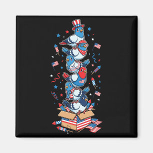 Funny Pigeon Aamerican Usa Flag Memorial Day 4th Magnet