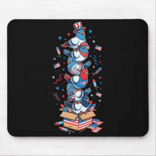 Funny Pigeon Aamerican Usa Flag Memorial Day 4th Mouse Mat