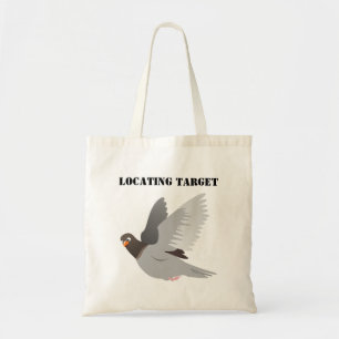 Funny Pigeon Cartoon, “Locating Target” Bird Humou Tote Bag