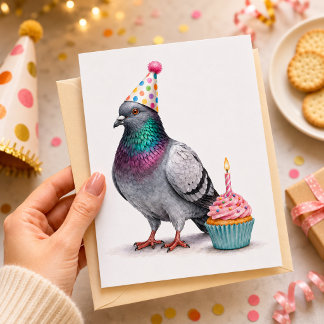 Funny Pigeon Happy Birthday Card