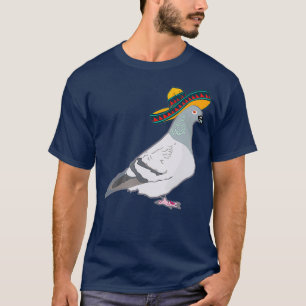 Funny pigeon pigeons with sombrero hat fun T-Shirt