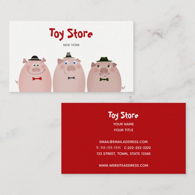 Funny Pigs Kids Toys Food Restaurant Kitchen Farm Business Card (Front/Back)