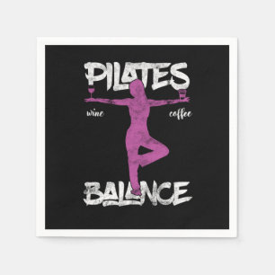 Funny Pilates Balancing Yoga Fitness Wine Drinker Napkin