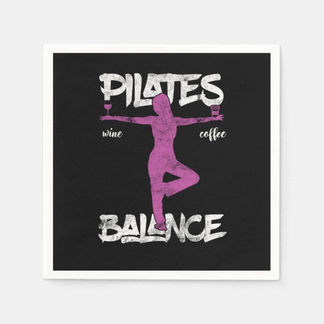 Funny Pilates Balancing Yoga Fitness Wine Drinker  Napkin (Front)