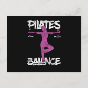 Funny Pilates Balancing Yoga Fitness Wine Drinker  Postcard