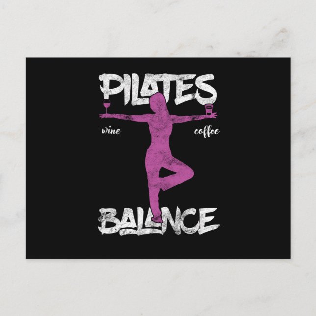 Funny Pilates Balancing Yoga Fitness Wine Drinker  Postcard (Front)