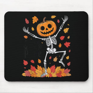 Funny Pilates Skeleton Pumpkin Yoga Halloween Fall Mouse Mat