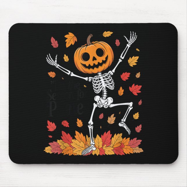 Funny Pilates Skeleton Pumpkin Yoga Halloween Fall Mouse Mat (Front)