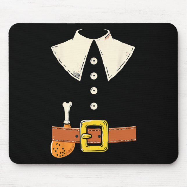 Funny Pilgrim Costume Turkey Leg Thanksgiving Than Mouse Mat (Front)