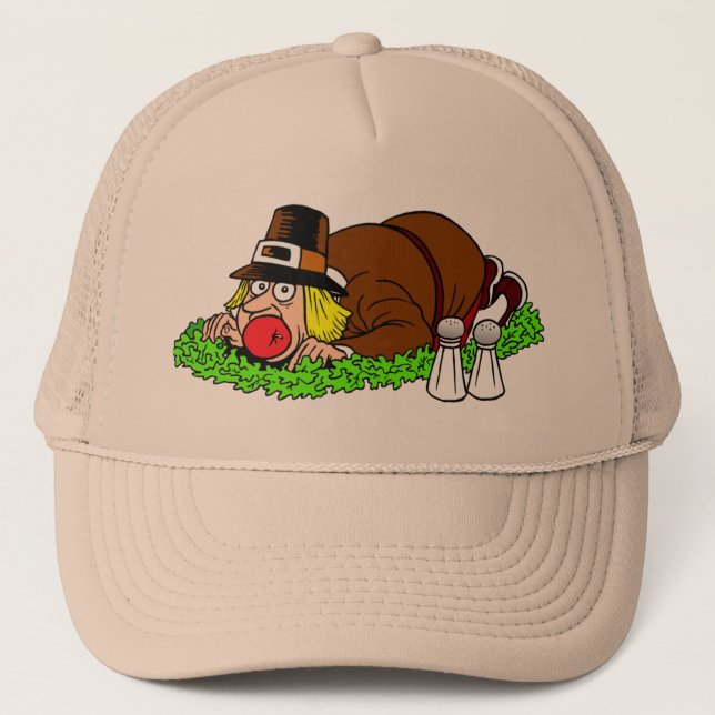 Funny Pilgrim Picture Trucker Hat (Front)
