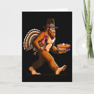 Funny Pilgrim Sasquatch Yeti And Pumpkin Pie Thank Card