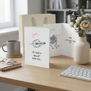 Funny Pillow Fight Love Card – I'd Take a Bullet