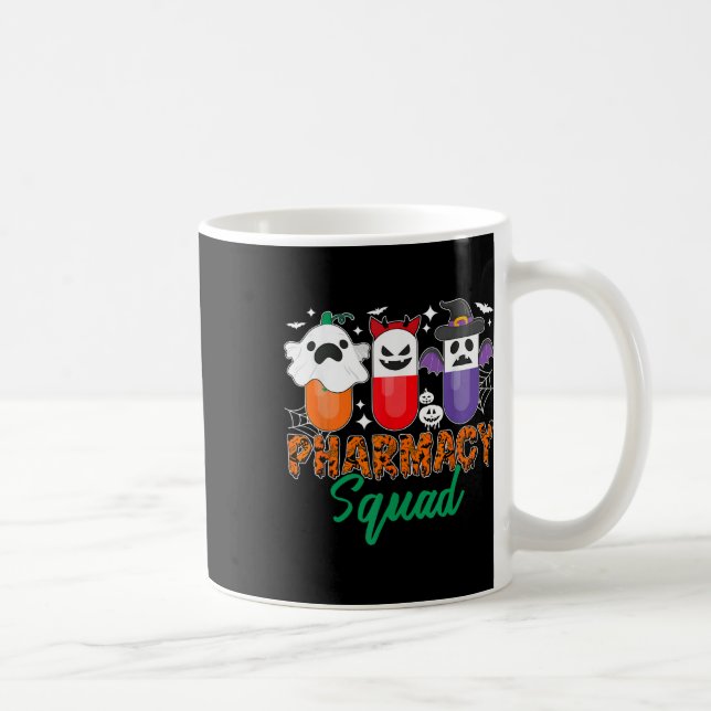 Funny Pills Pharmacist Cute Halloween Pharmacy Squ Coffee Mug (Right)