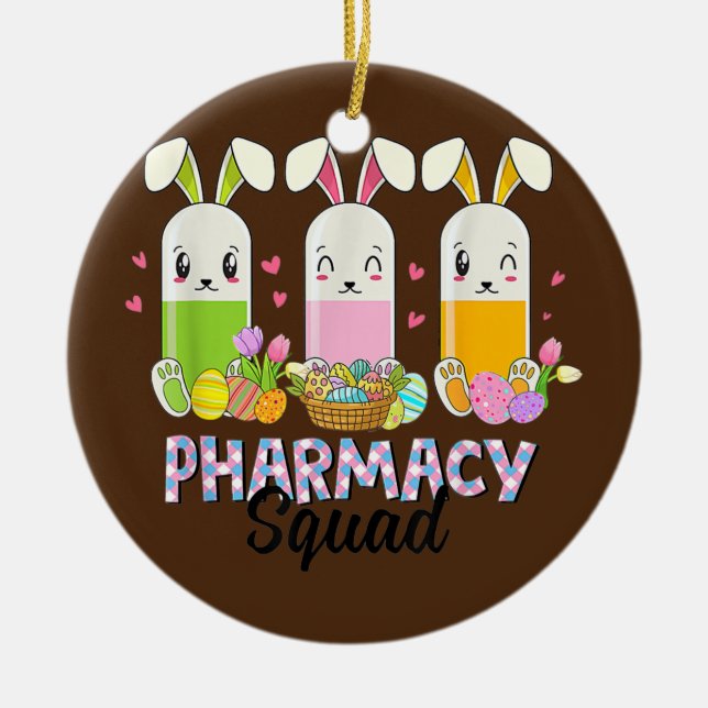 Funny Pills Pharmacy Squad Pharmacist Life Easter Ceramic Tree Decoration (Front)