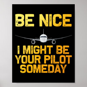 Funny Pilot Design For Men Women Aviation Aeroplan Poster