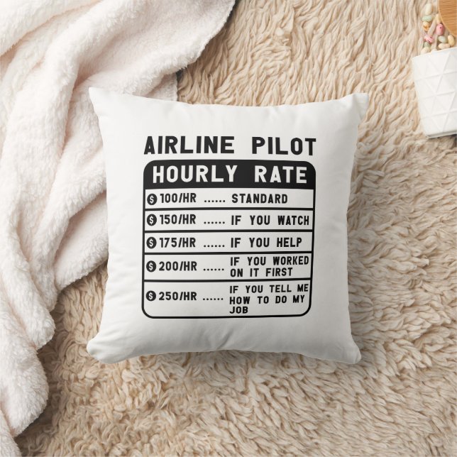 Funny Pilot Hourly Rate Aviation Cushion (Blanket)