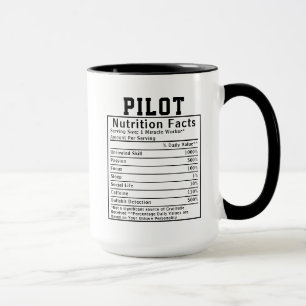 Funny Pilot Nutrition Facts Airline Captain Gift Mug