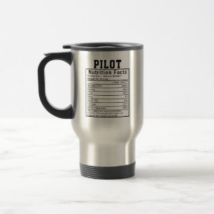 Funny Pilot Nutrition Facts Airline Crew Gift Travel Mug