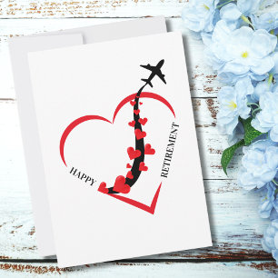 Funny Pilot Retirement Airplane Heart Photo Custom Holiday Card