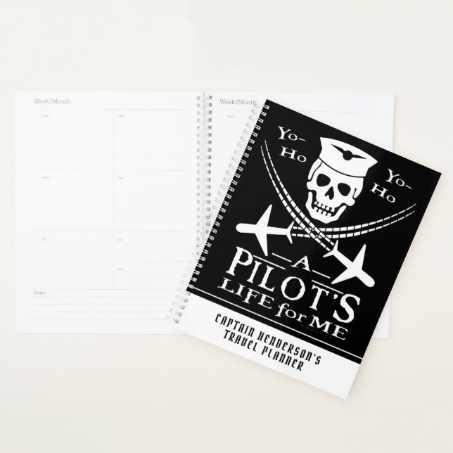 Funny Pilot Skull Aeroplanes Pirate Humour | Custo Planner (Display)