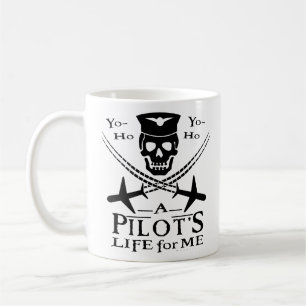 Funny Pilot Skull Cross Aeroplanes Pirate Humour Coffee Mug